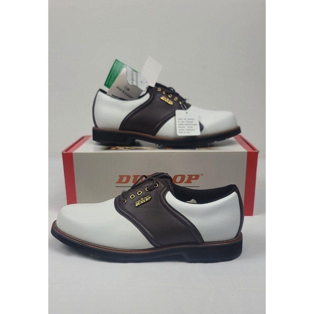 DUNLOP GOLF Spikeless Shoes Mens 8. Classic Saddle White Brown M2630CS. NEW
